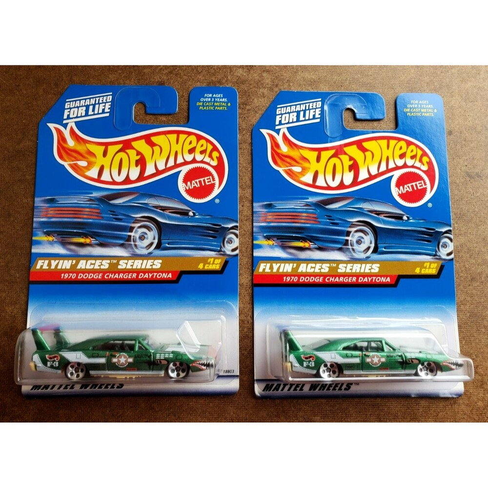 1998 Hot Wheels 70 DODGE CHARGER DAYTONA Green 737 FLYING ACES SERIES 1/4 LOT X2
